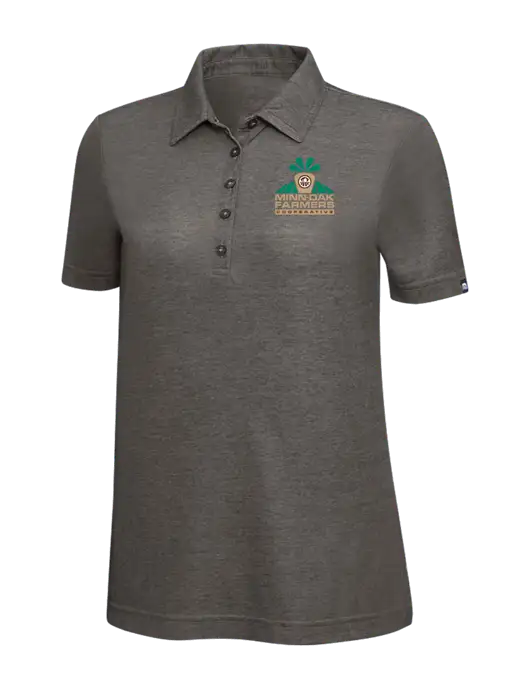 TravisMathew Black Heather Womens Oceanside Polo w/Minn-Dak Farmers Cooperative Logo