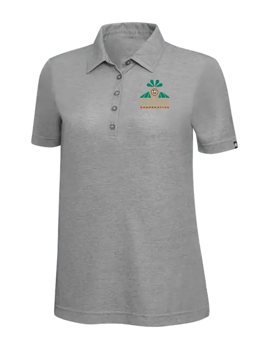 TravisMathew Grey Heather Womens Oceanside Polo w/Minn-Dak Farmers Cooperative Logo
