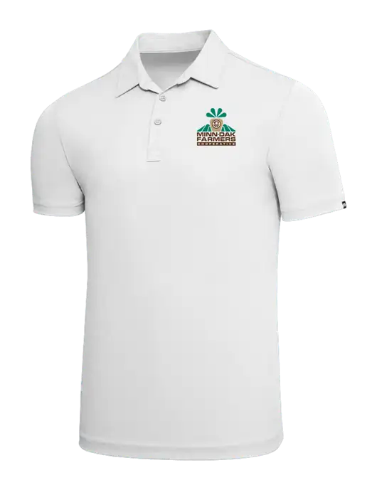 TravisMathew White Solid Oceanside Polo w/Minn-Dak Farmers Cooperative Logo