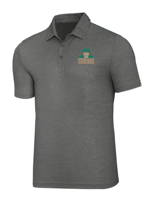TravisMathew Grey Heather Oceanside Polo w/Minn-Dak Farmers Cooperative Logo