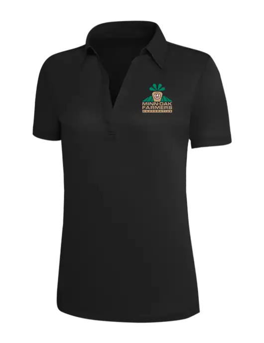 Black Silk Touch Womens Performance Polo w/Minn-Dak Farmers Cooperative Logo