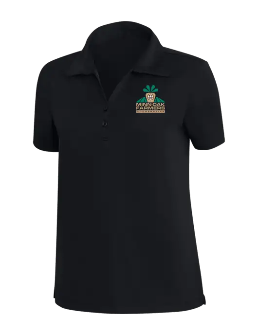 TravisMathew Black Womens Coto Performance Polo w/Minn-Dak Farmers Cooperative Logo