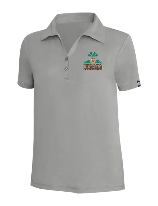 TravisMathew Light Grey Heather Womens Coto Performance Polo w/Minn-Dak Farmers Cooperative Logo