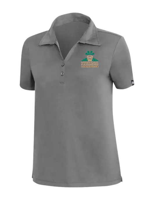 TravisMathew Med Dark Grey Womens Coto Performance Polo w/Minn-Dak Farmers Cooperative Logo