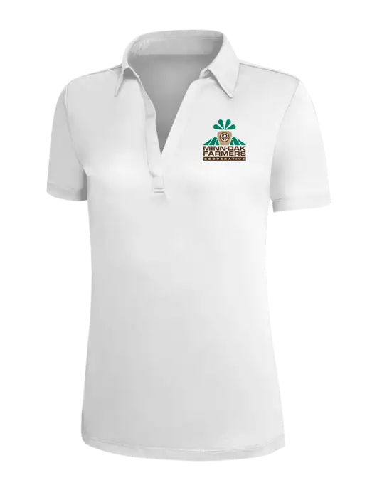 White Silk Touch Womens Performance Polo w/Minn-Dak Farmers Cooperative Logo