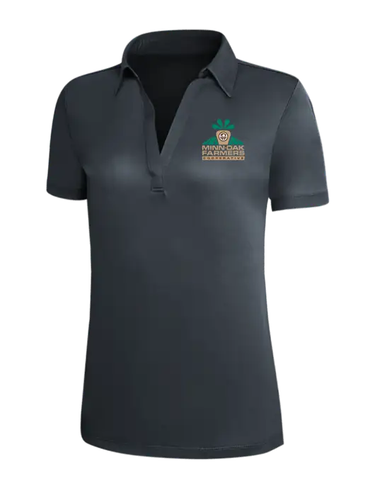 Dark Grey Silk Touch Womens Performance Polo w/Minn-Dak Farmers Cooperative Logo
