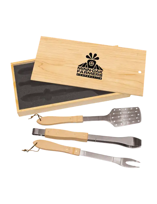 Wood BBQ Gift Set w/Minn-Dak Farmers Cooperative Logo