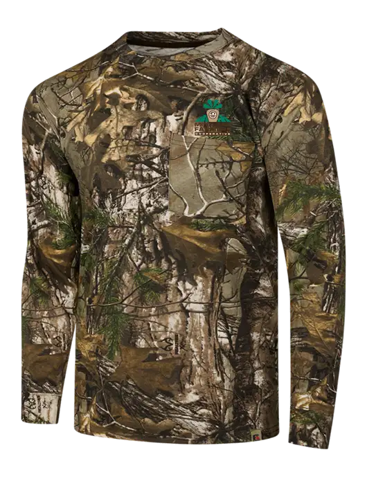 Russell Outdoors Realtree Edge Camo Long Sleeve Pocket T-Shirt w/Minn-Dak Farmers Cooperative Logo