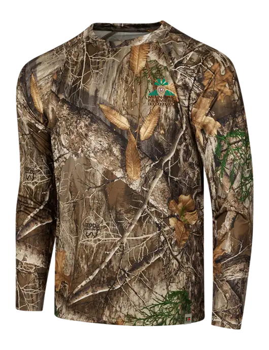 Russell Outdoors Realtree Edge Camo Performance Long Sleeve T-Shirt w/Minn-Dak Farmers Cooperative Logo