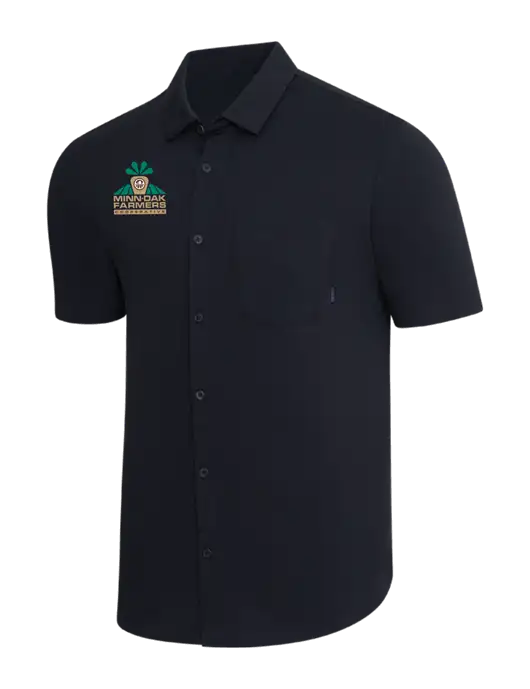 OGIO Black Extend Short Sleeve Button Up Shirt w/Minn-Dak Farmers Cooperative Logo