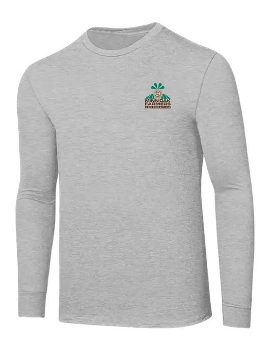 Core Blend Light Grey Heather Long Sleeve Tee w/Minn-Dak Farmers Cooperative Logo
