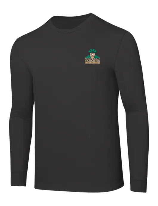 Core Blend Charcoal Grey Long Sleeve Tee w/Minn-Dak Farmers Cooperative Logo