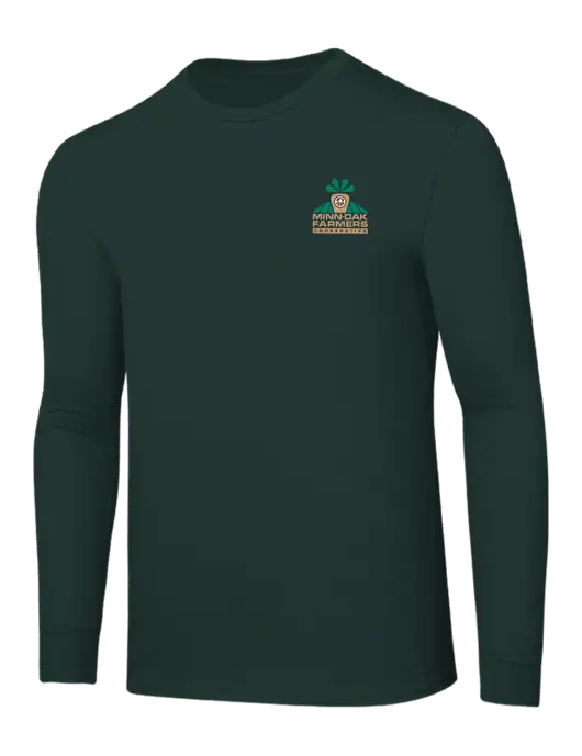 Core Blend Dark Green Long Sleeve Tee w/Minn-Dak Farmers Cooperative Logo