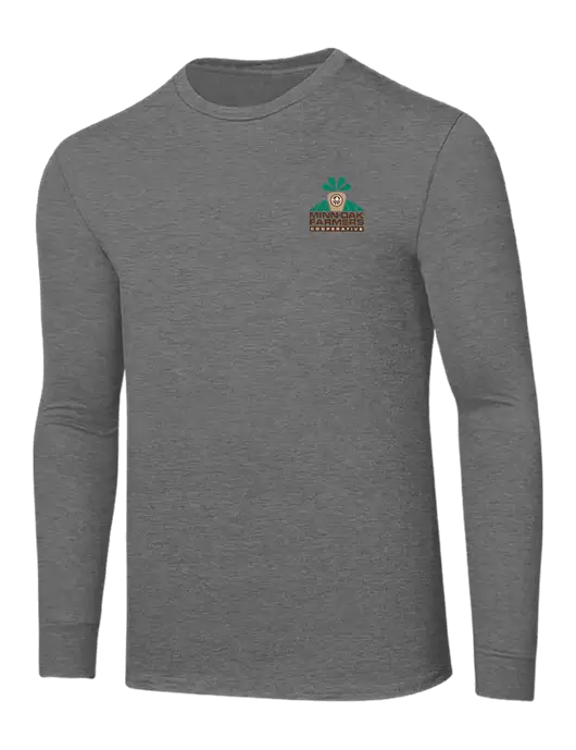 Core Blend Medium Grey Heather Long Sleeve Tee w/Minn-Dak Farmers Cooperative Logo