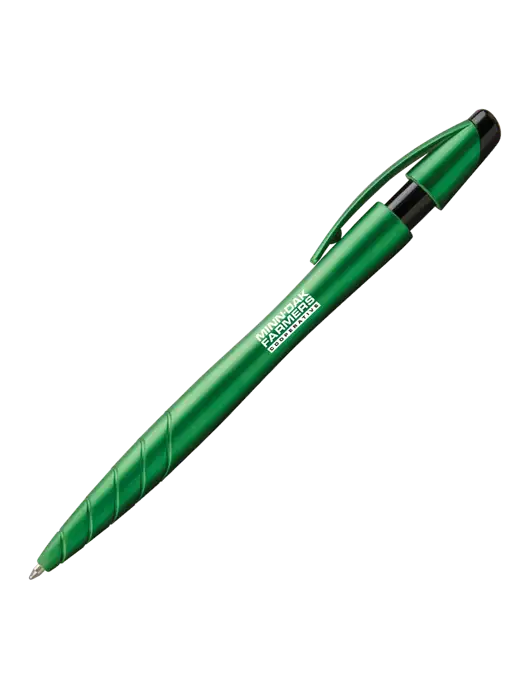 Awali Green Metallic Pen - Black Ink w/Minn-Dak Farmers Cooperative Logo