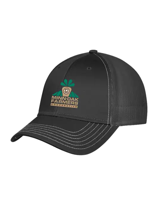 Charcoal Grey Mesh Trucker Cap Snap Back w/Minn-Dak Farmers Cooperative Logo