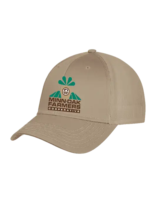Khaki Mesh Trucker Cap Snap Back w/Minn-Dak Farmers Cooperative Logo