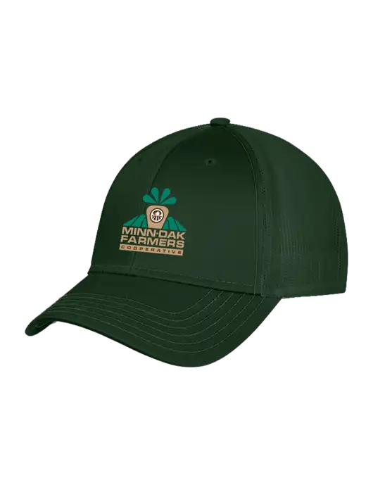 Dark Green Mesh Trucker Cap Snap Back w/Minn-Dak Farmers Cooperative Logo