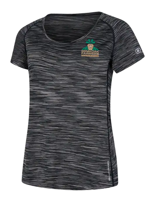 OGIO Womens Black Space Dye Verge Scoop Neck w/Minn-Dak Farmers Cooperative Logo