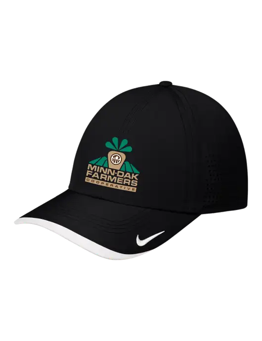 Nike Black/White Dri-FIT Perforated Performance Cap w/Minn-Dak Farmers Cooperative Logo