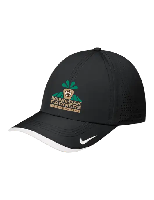 Nike Black/White Dri-FIT Perforated Performance Cap w/Minn-Dak Farmers Cooperative Logo