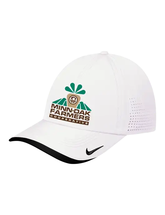 Nike White/Black Dri-FIT Perforated Performance Cap w/Minn-Dak Farmers Cooperative Logo