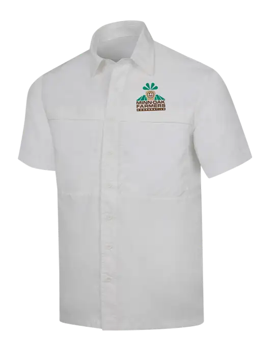 White Short Sleeve UV Daybreak Shirt w/Minn-Dak Farmers Cooperative Logo