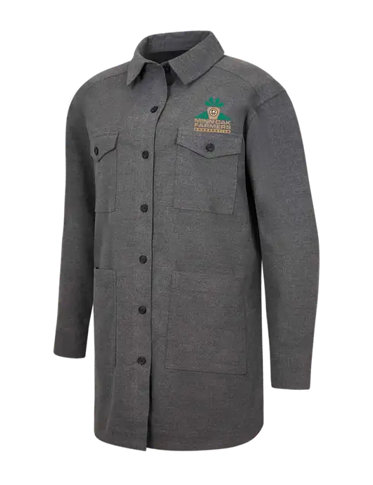 Mercer+Mettle Womens Medium Grey Heather Long Sleeve Twill Overshirt w/Minn-Dak Farmers Cooperative Logo