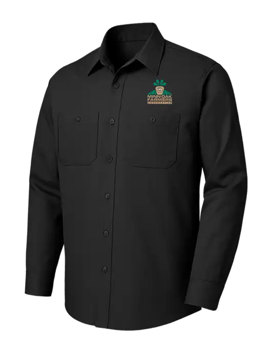Red Kap Black Long Sleeve Work Shirt w/Minn-Dak Farmers Cooperative Logo
