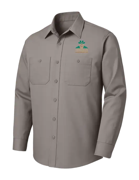 Red Kap Medium Grey Long Sleeve Work Shirt w/Minn-Dak Farmers Cooperative Logo