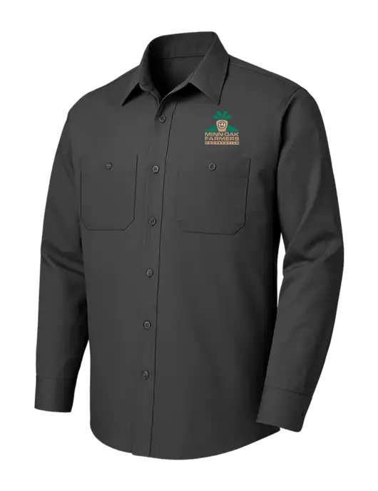 Red Kap Charcoal Long Sleeve Work Shirt w/Minn-Dak Farmers Cooperative Logo