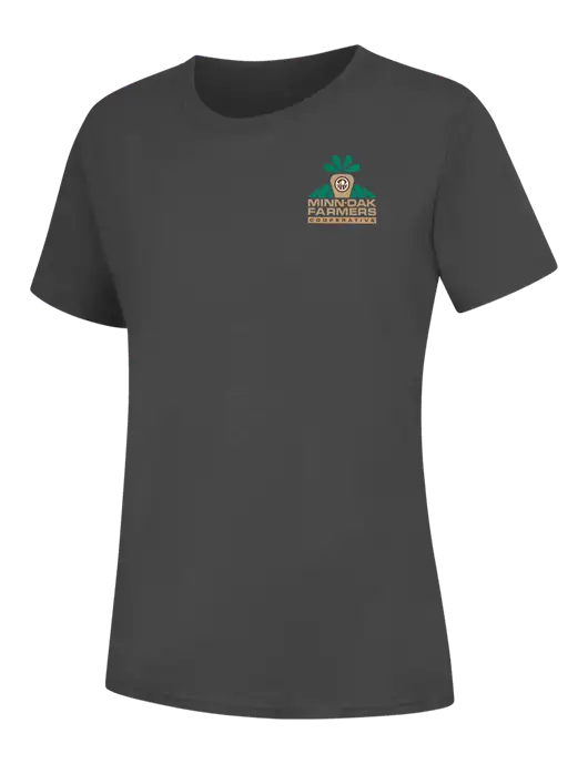 Womens Charcoal Core Blend Tee w/Minn-Dak Farmers Cooperative Logo