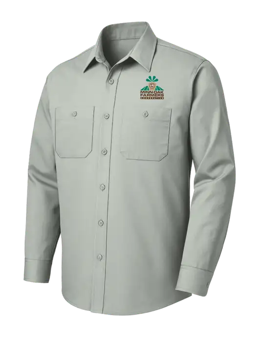 Red Kap Light Grey Long Sleeve Work Shirt w/Minn-Dak Farmers Cooperative Logo