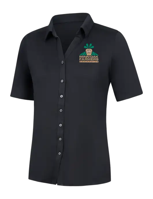 Womens Black City Stretch Top w/Minn-Dak Farmers Cooperative Logo