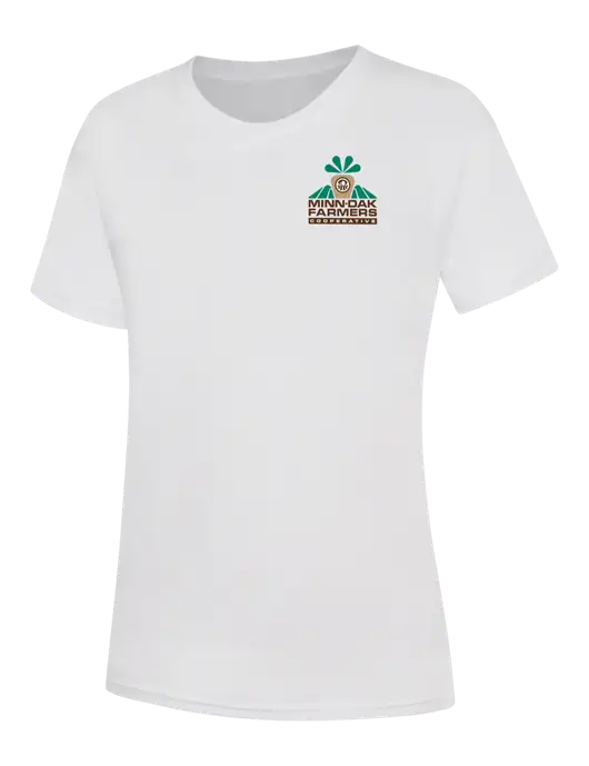 Womens White Core Blend Tee w/Minn-Dak Farmers Cooperative Logo