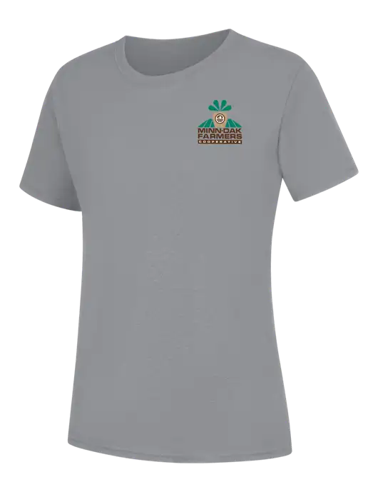Womens Light Grey Heather Core Blend Tee w/Minn-Dak Farmers Cooperative Logo