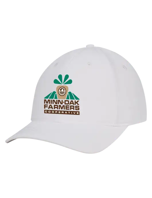 White Nylon Twill Performance Cap w/Minn-Dak Farmers Cooperative Logo