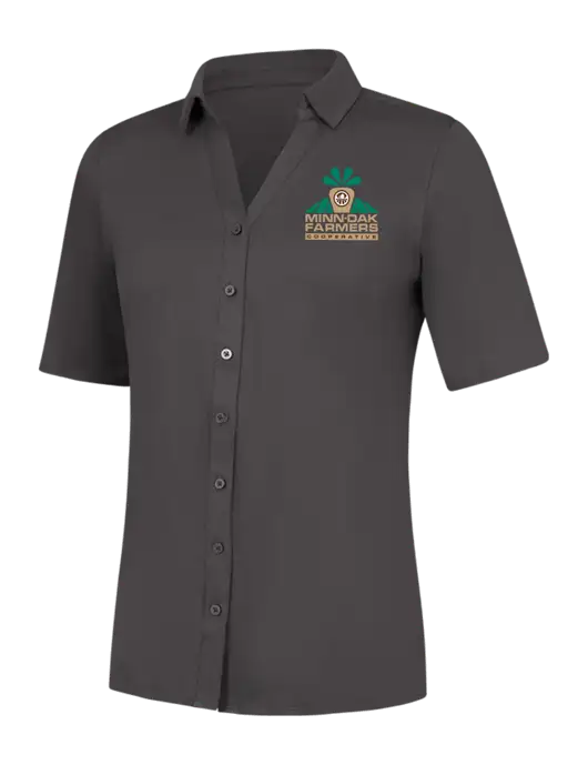 Womens Dark Grey City Stretch Top w/Minn-Dak Farmers Cooperative Logo