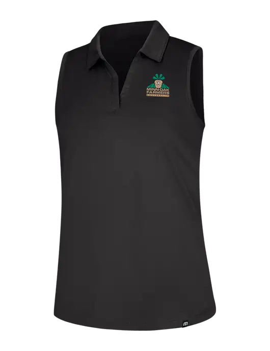 TravisMathew Womens Black Coto Performance Sleeveless Polo w/Minn-Dak Farmers Cooperative Logo
