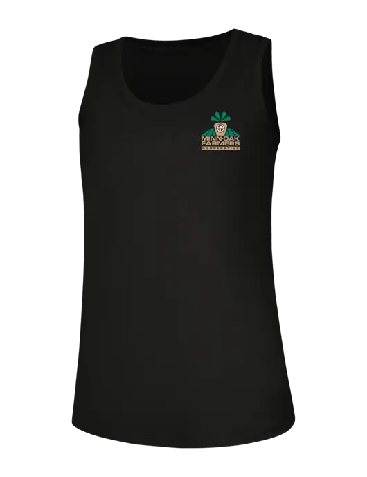 Womens Black Perfect Tri Racerback Tank w/Minn-Dak Farmers Cooperative Logo