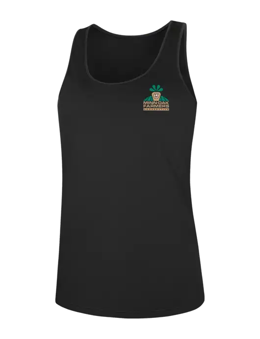 Womens Black PosiCharge Competitor Racerback Tank w/Minn-Dak Farmers Cooperative Logo