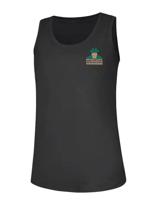 Womens Black Frost Perfect Tri Racerback Tank w/Minn-Dak Farmers Cooperative Logo