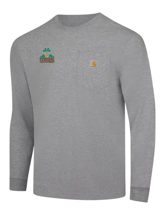 Carhartt Light Grey Heather Workwear Pocket Long Sleeve T-Shirt w/Minn-Dak Farmers Cooperative Logo