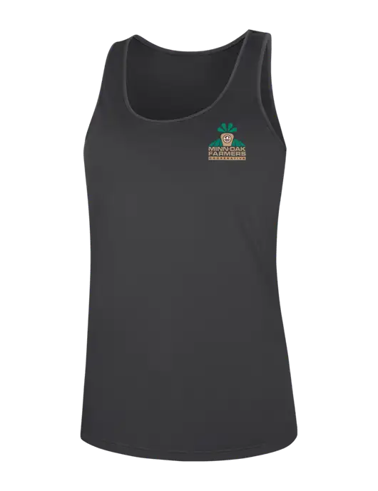 Womens Dark Grey PosiCharge Competitor Racerback Tank w/Minn-Dak Farmers Cooperative Logo