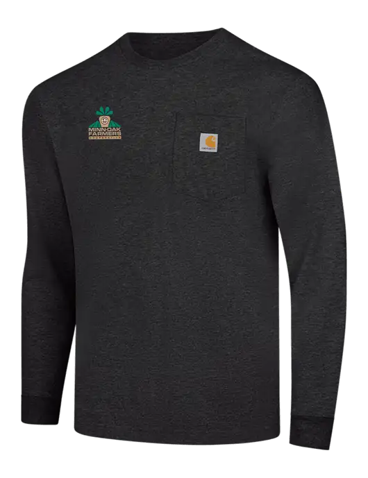 Carhartt Dark Grey Heather Workwear Pocket Long Sleeve T-Shirt w/Minn-Dak Farmers Cooperative Logo