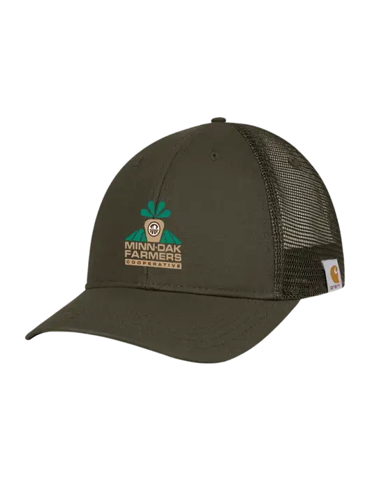 Carhartt Dark Olive Canvas Trucker Cap w/Minn-Dak Farmers Cooperative Logo