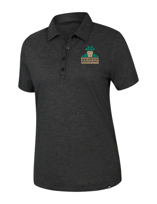 TravisMathew Womens Black Heather Sunnyvale Polo w/Minn-Dak Farmers Cooperative Logo