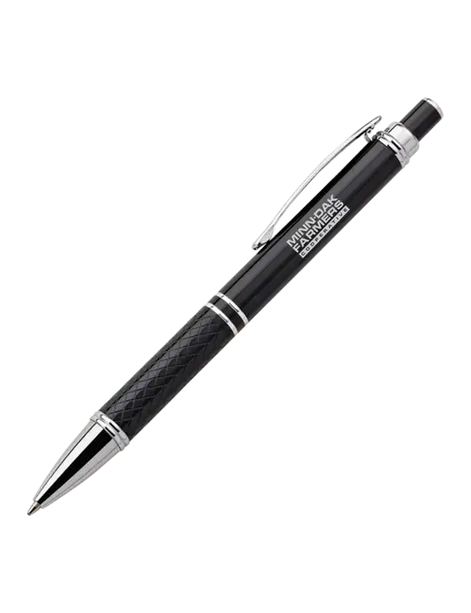 Black Stellar Scribe Pen - Black Ink w/Minn-Dak Farmers Cooperative Logo
