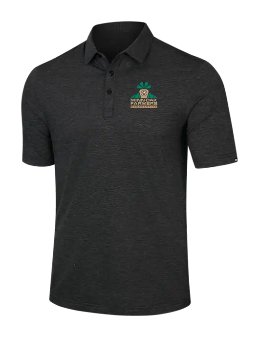 TravisMathew Black Heather Sunnyvale Polo w/Minn-Dak Farmers Cooperative Logo