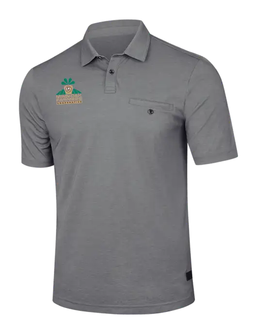 TravisMathew Medium Grey Heather Sunsetters Pocket Polo w/Minn-Dak Farmers Cooperative Logo